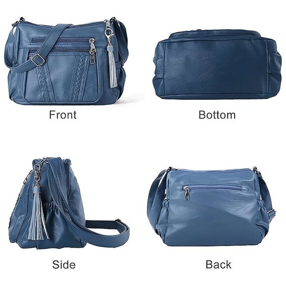 Crossbody Bags For Women Pocketbooks Soft PU Leather Purses Blue - Picture 3 of 7